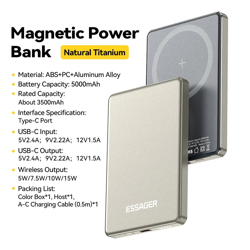 Thin Wireless Power Bank Magnetic 20W 5000mAh