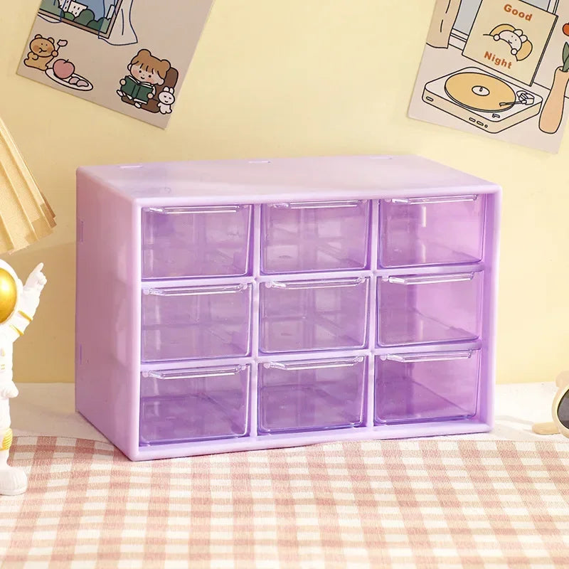 9 Grid Cute Small Drawer Storage Boxes Organizer