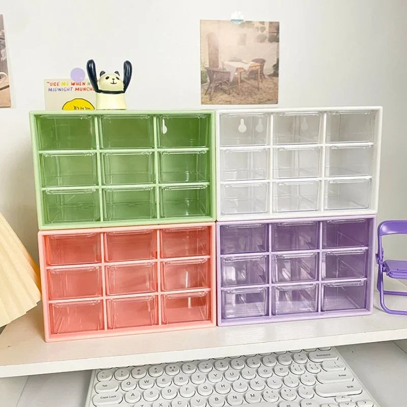 9 Grid Cute Small Drawer Storage Boxes Organizer