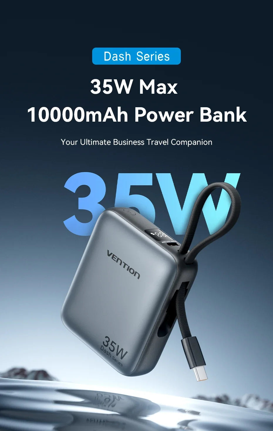 Power Bank 10000mAh 35W PD Fast Charger with Type C Cable