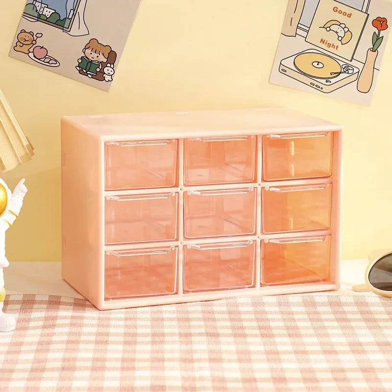 9 Grid Cute Small Drawer Storage Boxes Organizer