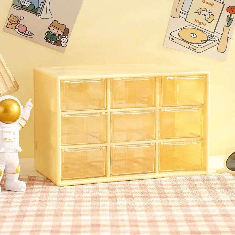 9 Grid Cute Small Drawer Storage Boxes Organizer