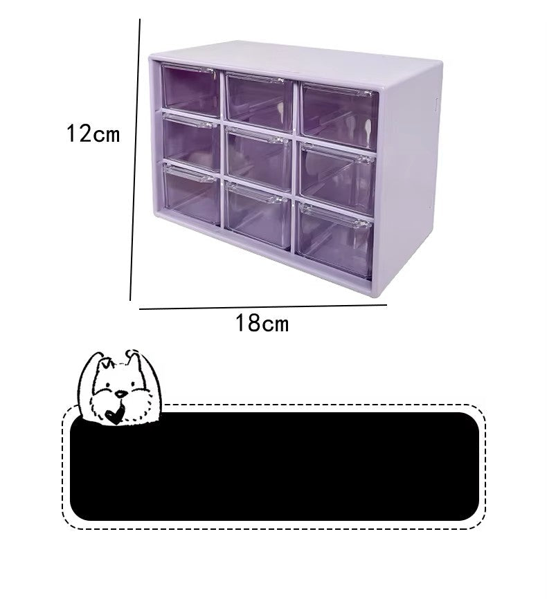 9 Grid Cute Small Drawer Storage Boxes Organizer