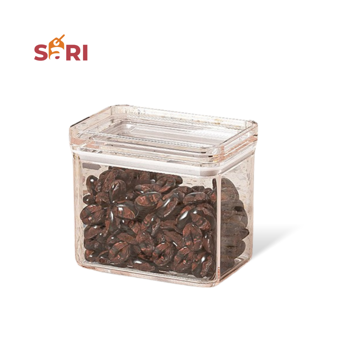 Wooden and Clear Lid Food Container 500mL Airtight Storage Jar – SARI SmartSeal | Minimalist, Durable, Leakproof, Storage for Snacks & Pantry Goods