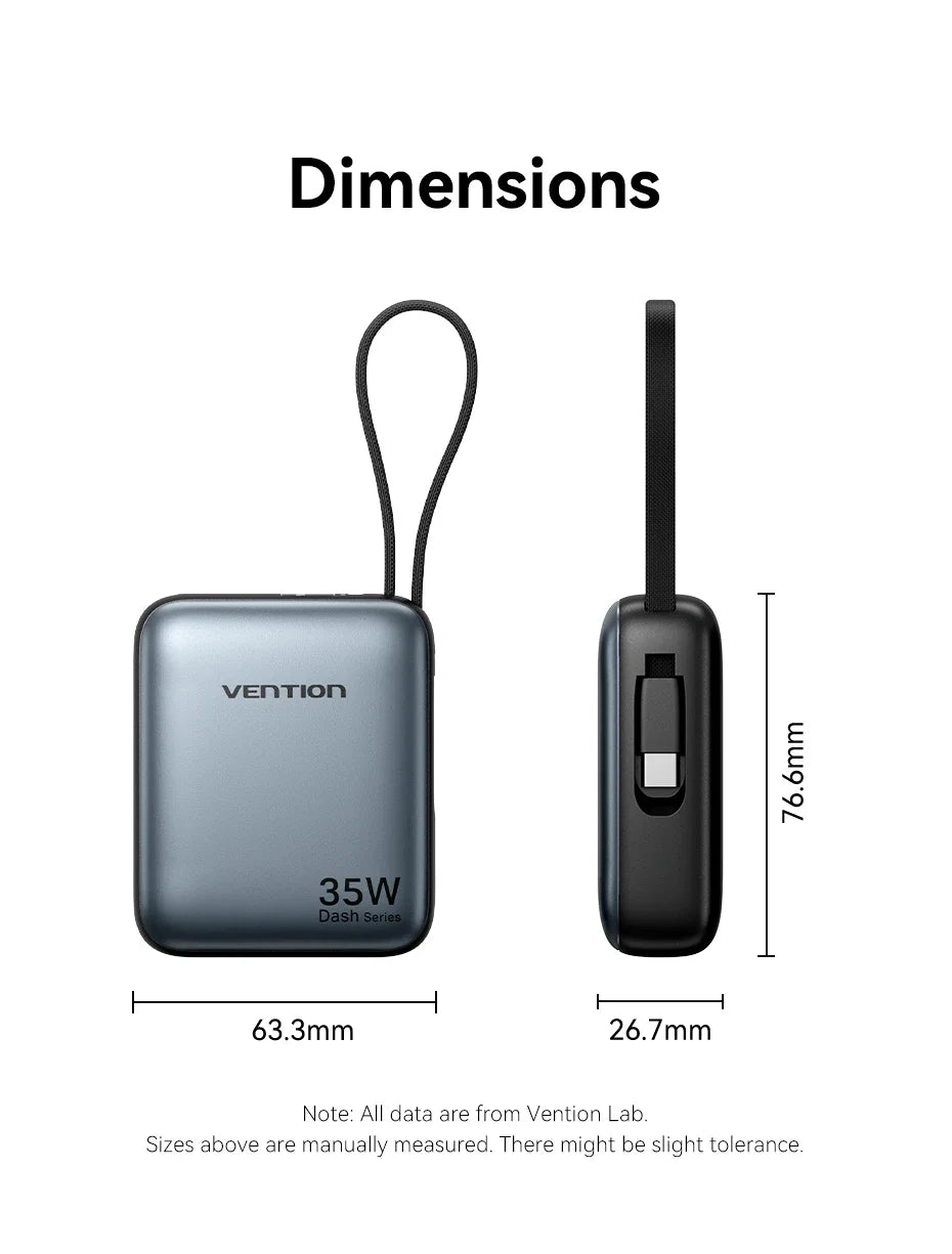 Power Bank 10000mAh 35W PD Fast Charger with Type C Cable