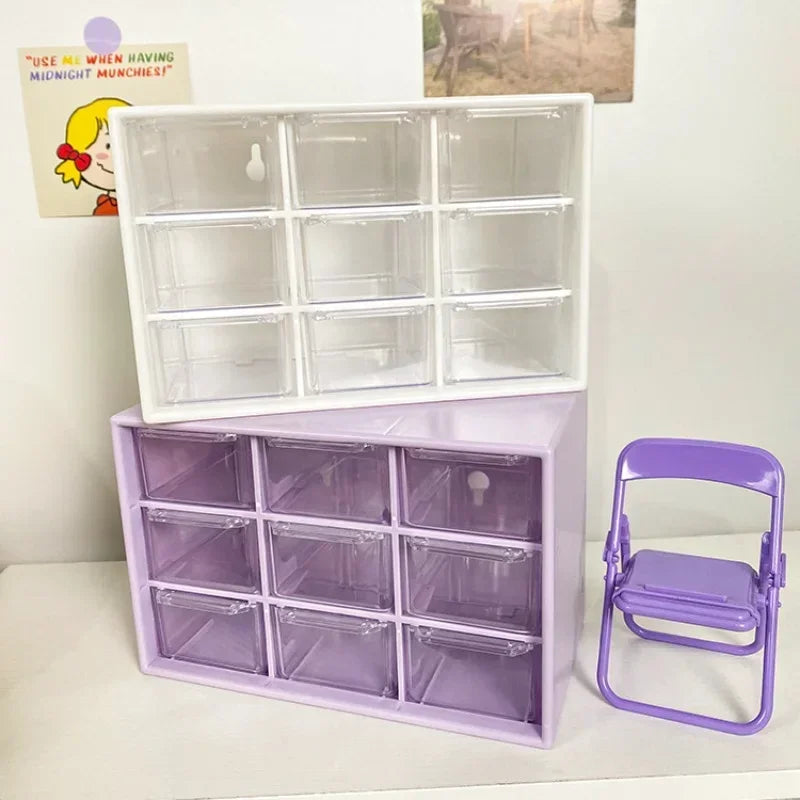 9 Grid Cute Small Drawer Storage Boxes Organizer