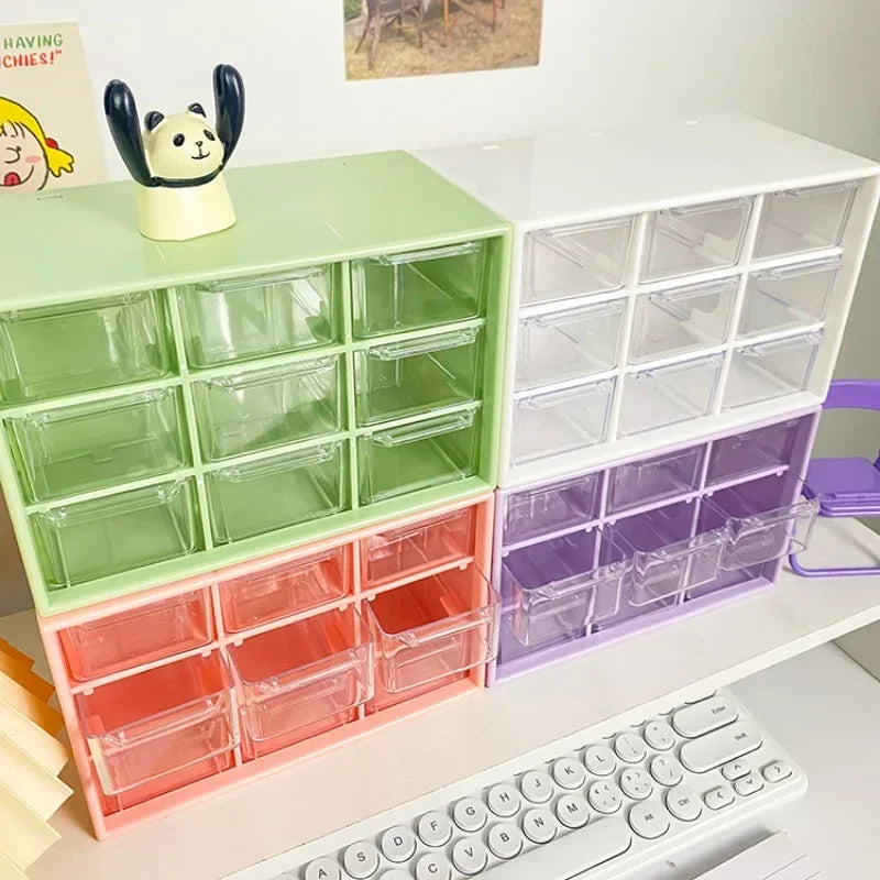 9 Grid Cute Small Drawer Storage Boxes Organizer