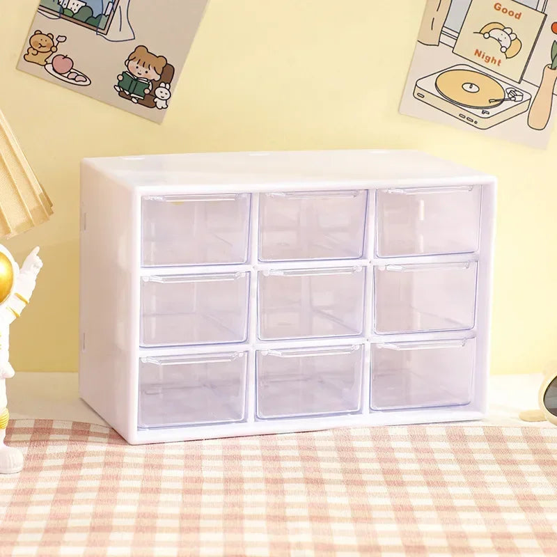 9 Grid Cute Small Drawer Storage Boxes Organizer