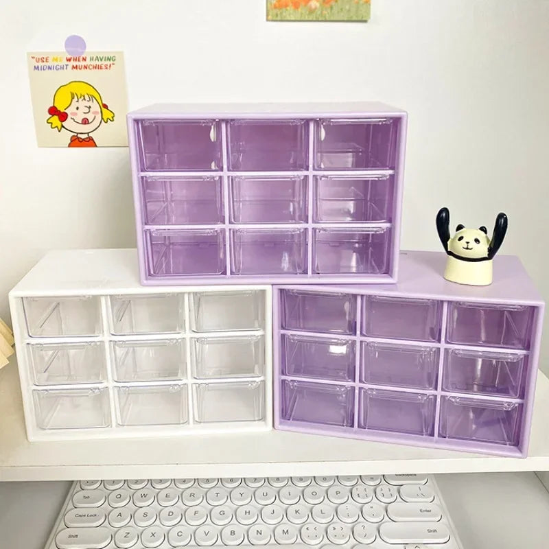 9 Grid Cute Small Drawer Storage Boxes Organizer