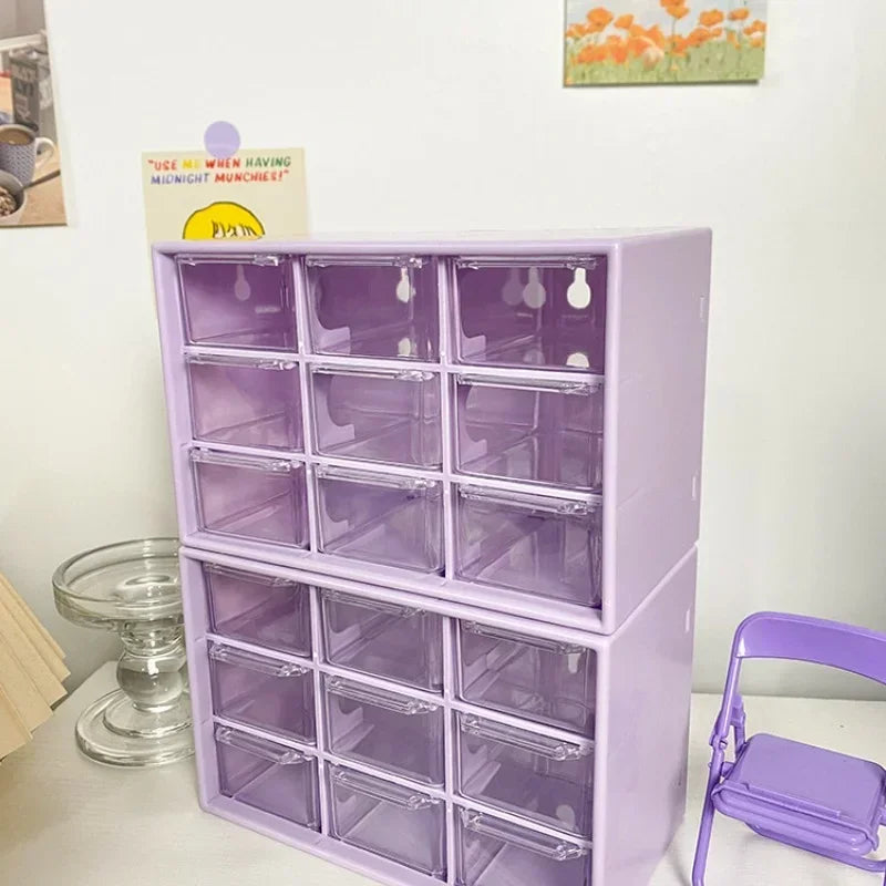 9 Grid Cute Small Drawer Storage Boxes Organizer