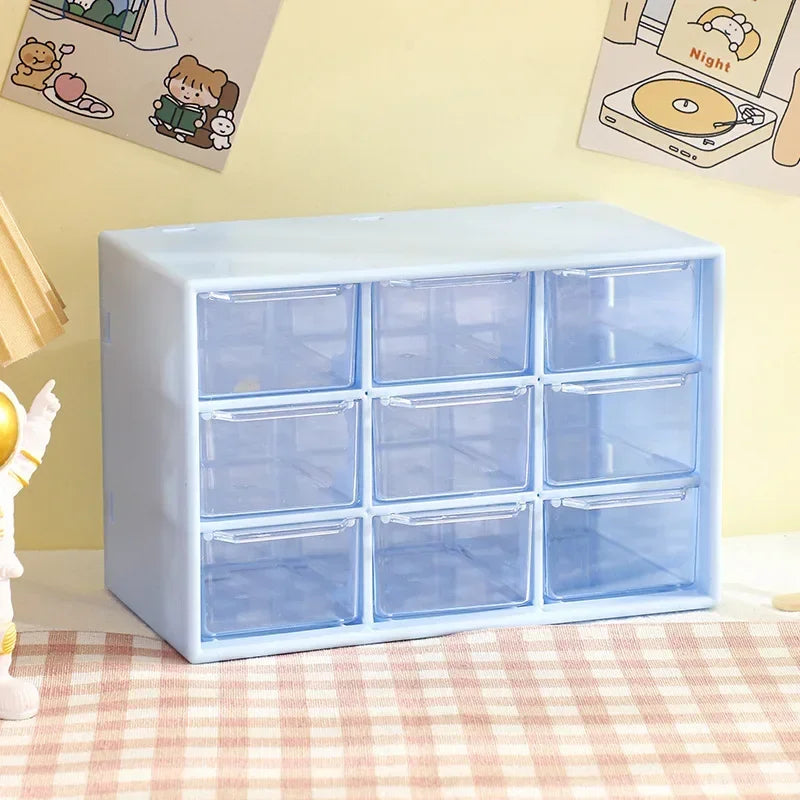 9 Grid Cute Small Drawer Storage Boxes Organizer