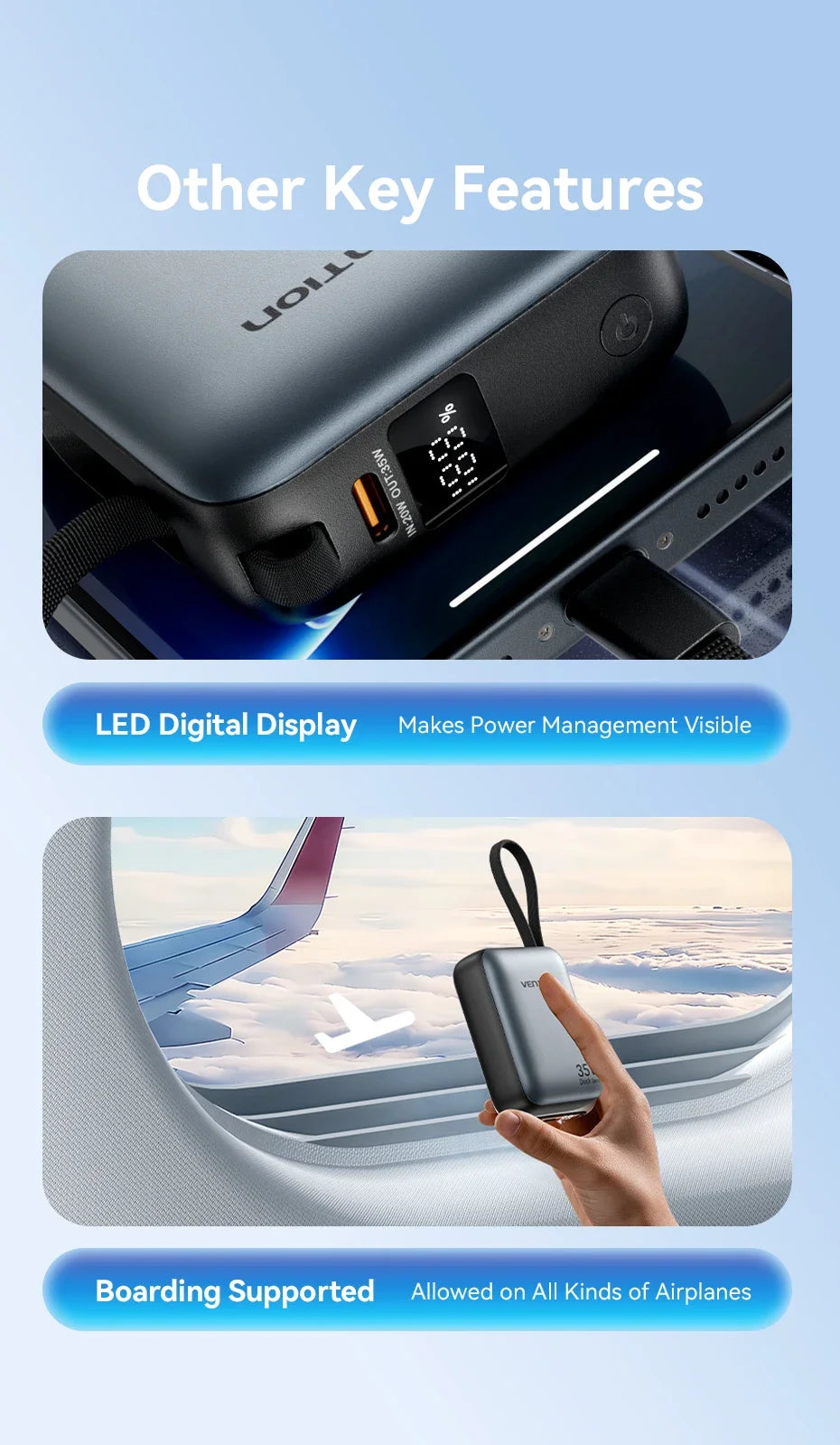 Power Bank 10000mAh 35W PD Fast Charger with Type C Cable