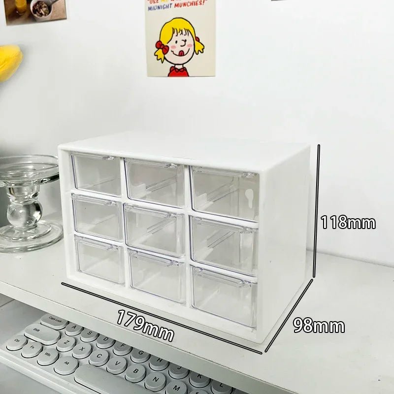 9 Grid Cute Small Drawer Storage Boxes Organizer