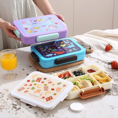 SARI | Five Grid Lunch Box for Kids | Cartoon Design Rectangular | 1200mL