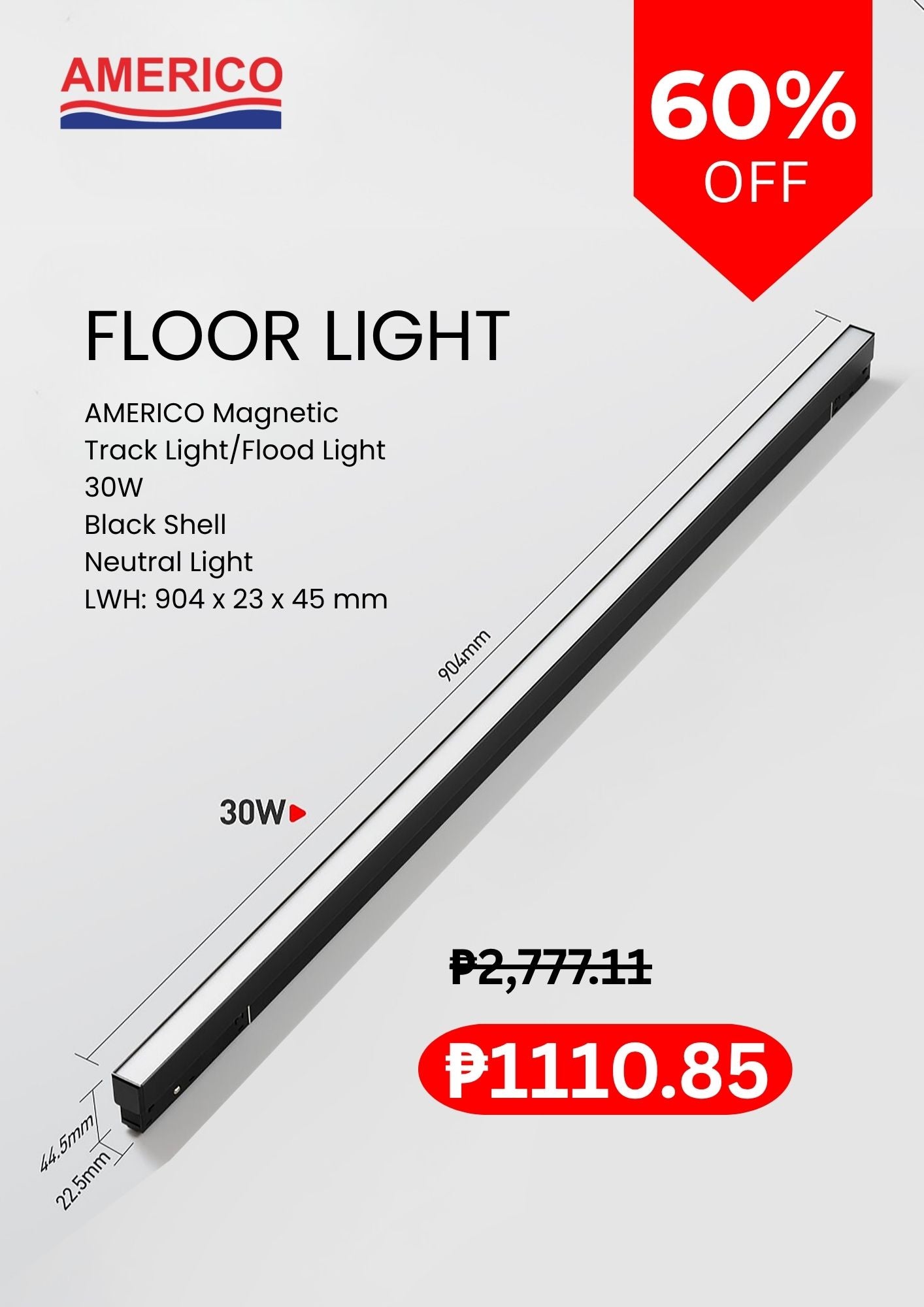 AMERICO | Magnetic Flood Light | Neutral White LED | Black
