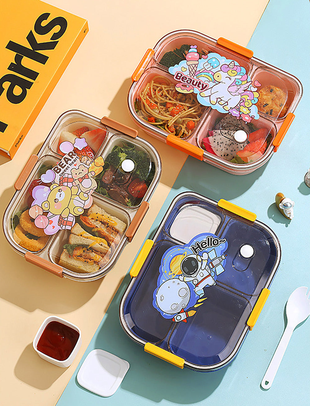 SARI | Kids Lunch Box with Air Vent | Bear Design Leak-Proof | 1100mL