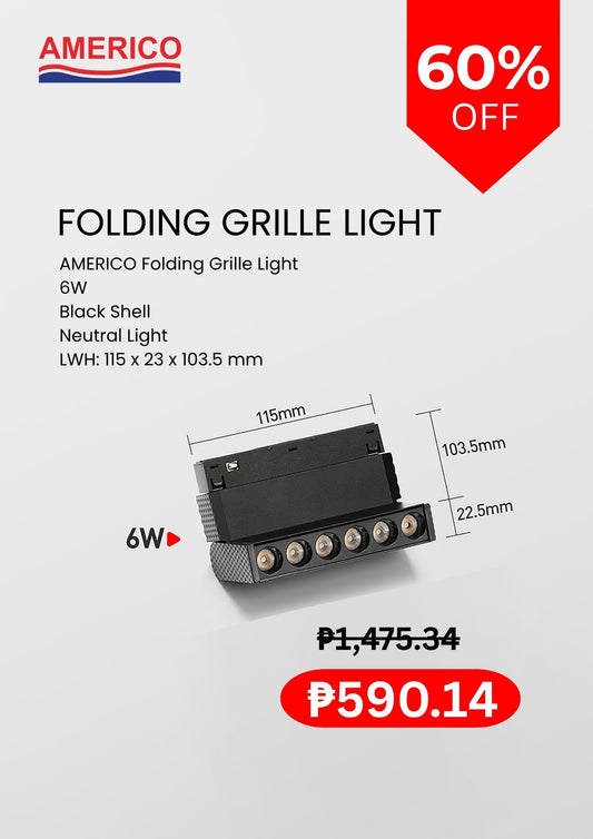 AMERICO | Magnetic Folding Grille Light | Neutral White LED | Black