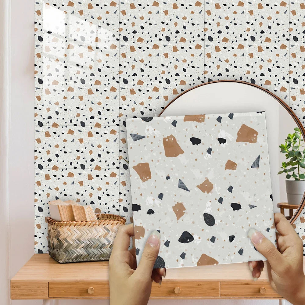 10 pcs Marble Terrazzo Waterproof and Oil-Proof Wallpaper