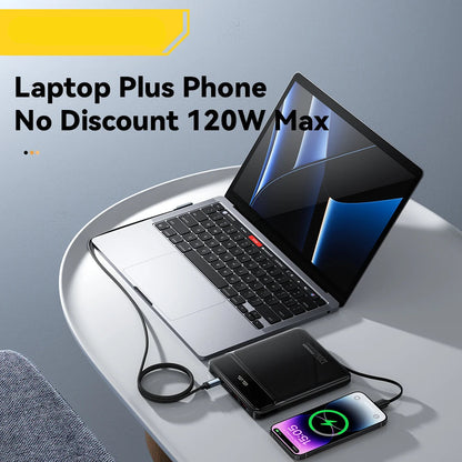 120W 20000mAh Power Bank with Two Built-in Cables