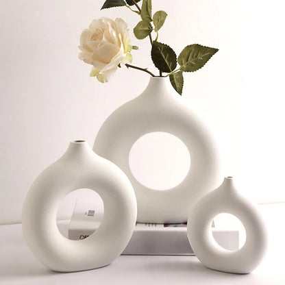 Pure White Ceramic Decorative Dried Flower Vase