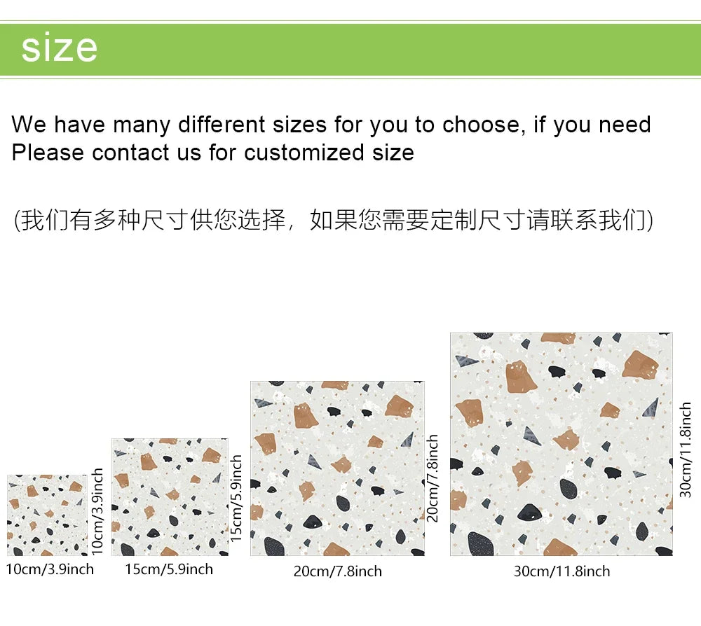 10 pcs Marble Terrazzo Waterproof and Oil-Proof Wallpaper