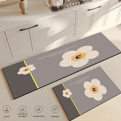 Flower Kitchen Mat Anti-Fatigue Non-Slip Floor Carpet