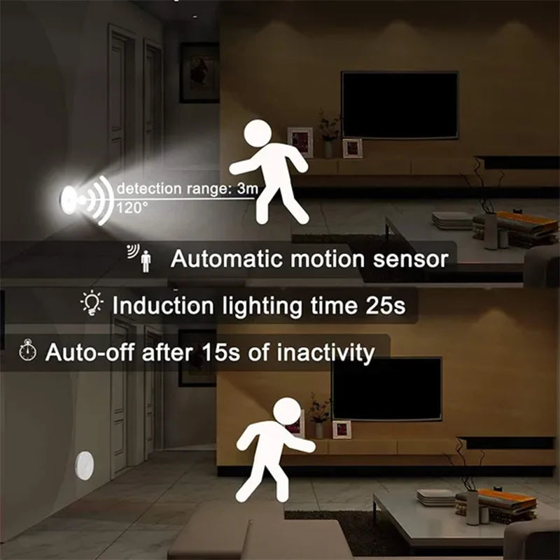 PIR Motion Sensor LED Night Light USB Rechargeable
