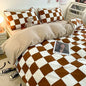 Grid Double-sided Cotton Quilt Bedding Set Four Piece Set