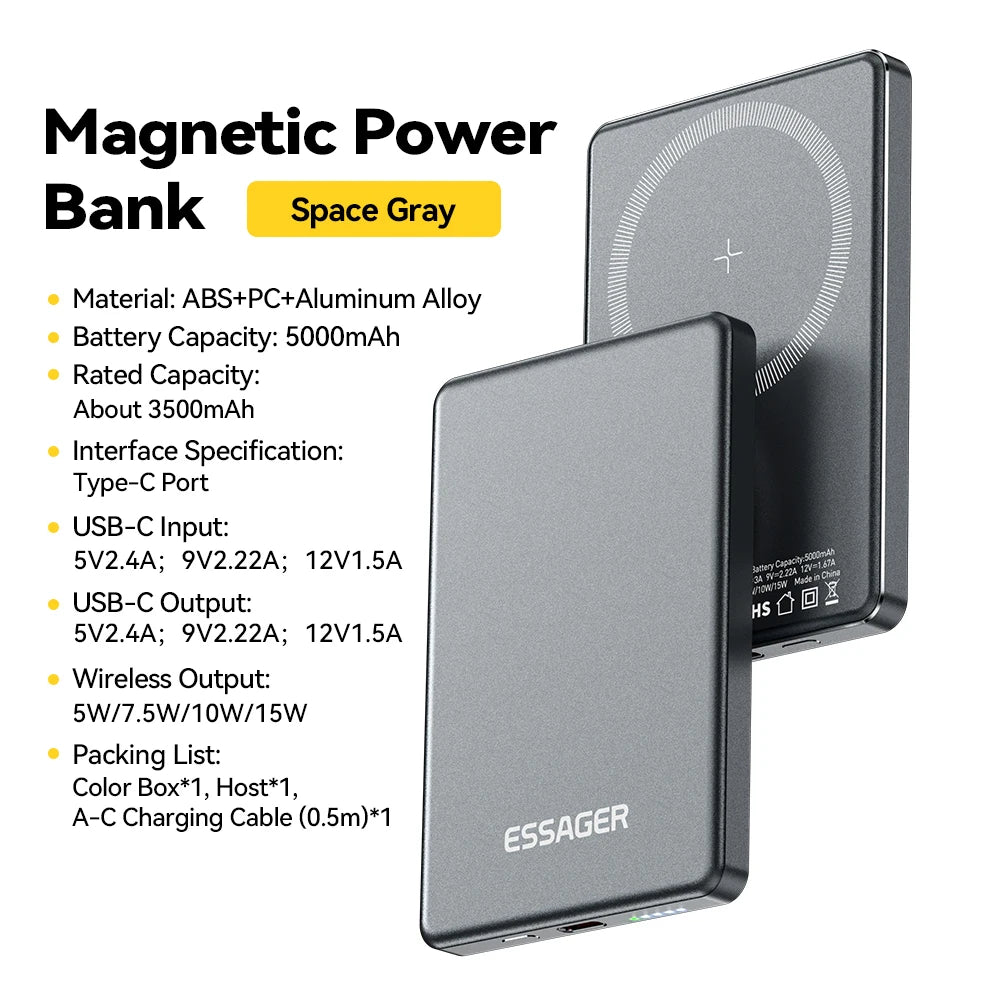 Thin Wireless Power Bank Magnetic 20W 5000mAh