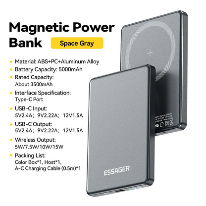 Thin Wireless Power Bank Magnetic 20W 5000mAh