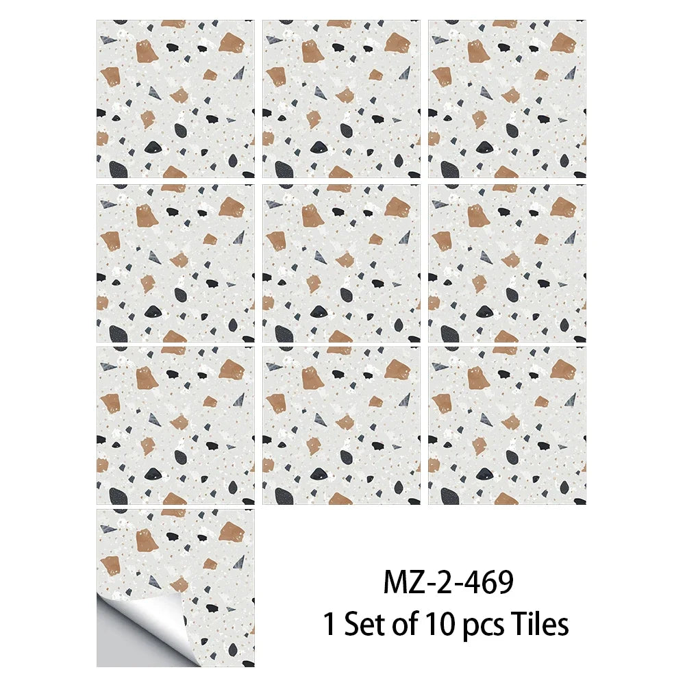 10 pcs Marble Terrazzo Waterproof and Oil-Proof Wallpaper