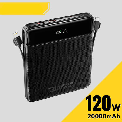 120W 20000mAh Power Bank with Two Built-in Cables
