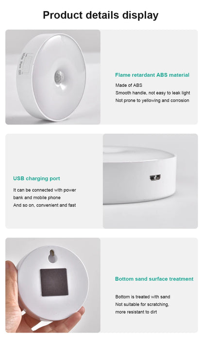 USB Rechargeable PIR Motion Sensor LED Night Light