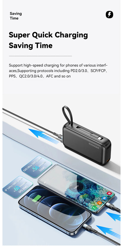 Power Bank Portable 15000mAh in With USB TypeC Cable
