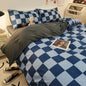 Grid Double-sided Cotton Quilt Bedding Set Four Piece Set