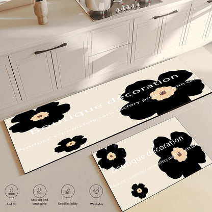 Flower Kitchen Mat Anti-Fatigue Non-Slip Floor Carpet