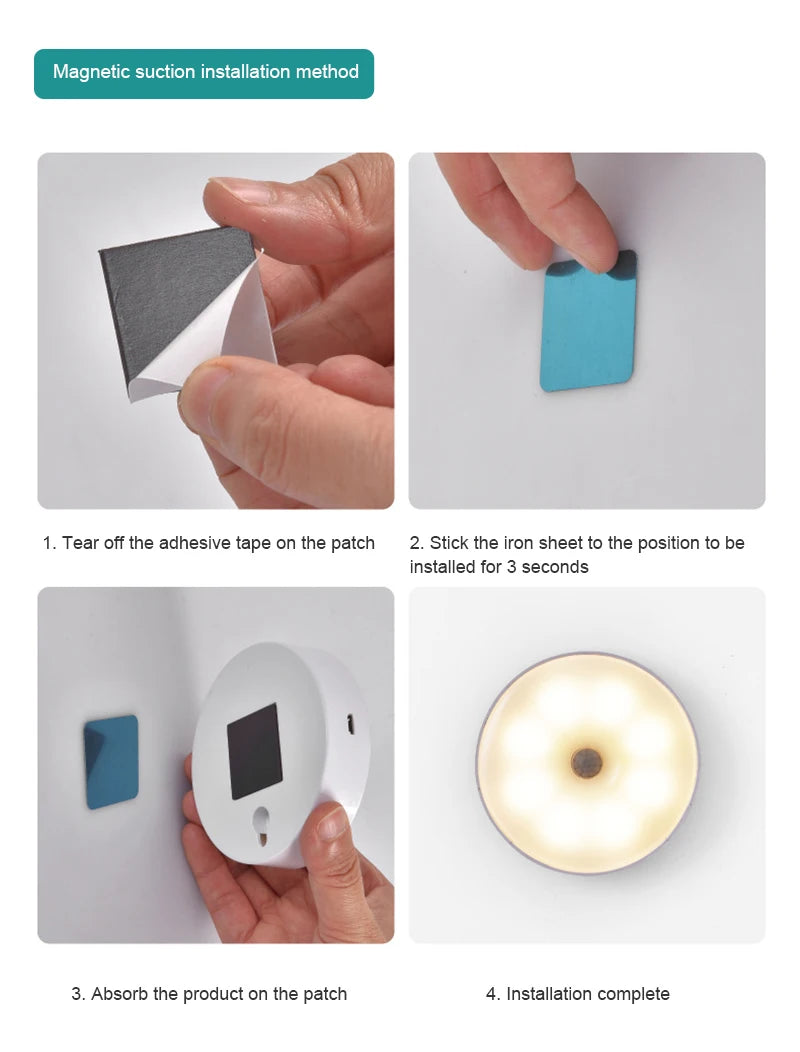 USB Rechargeable PIR Motion Sensor LED Night Light