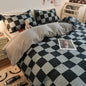 Grid Double-sided Cotton Quilt Bedding Set Four Piece Set