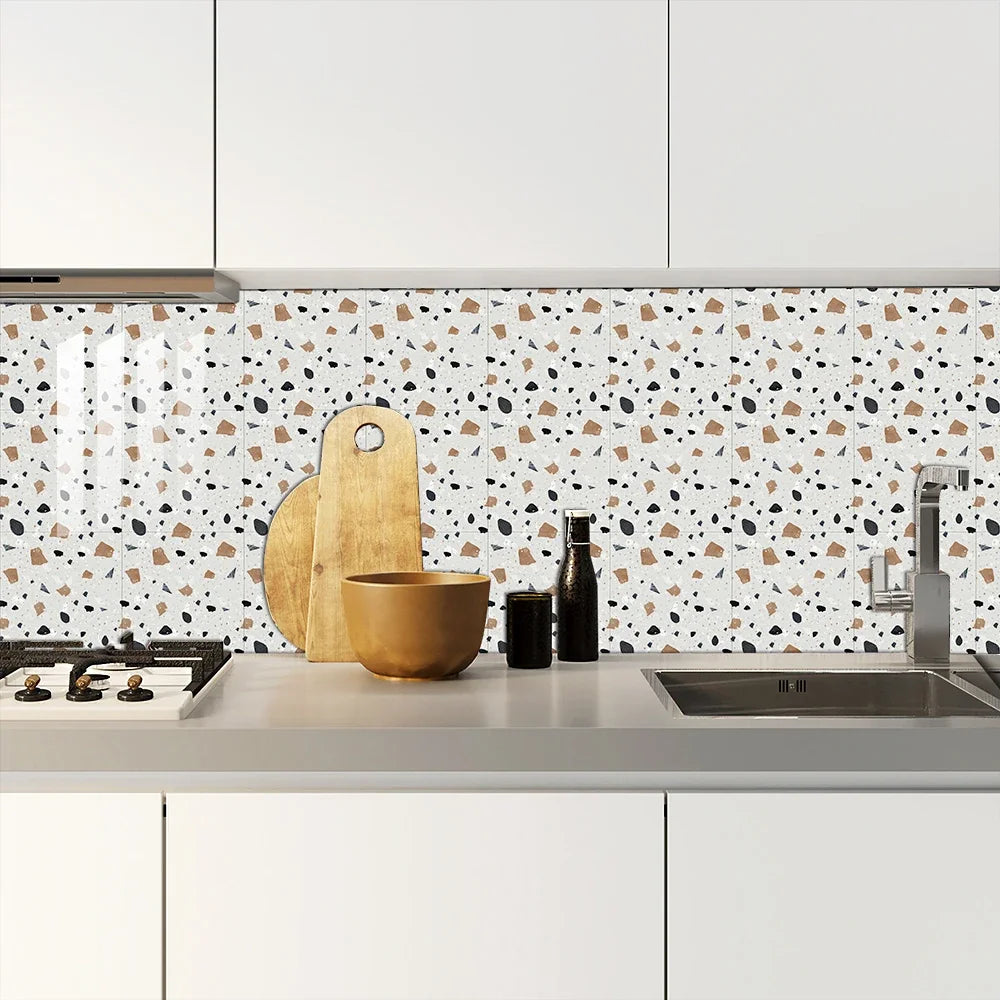 10 pcs Marble Terrazzo Waterproof and Oil-Proof Wallpaper