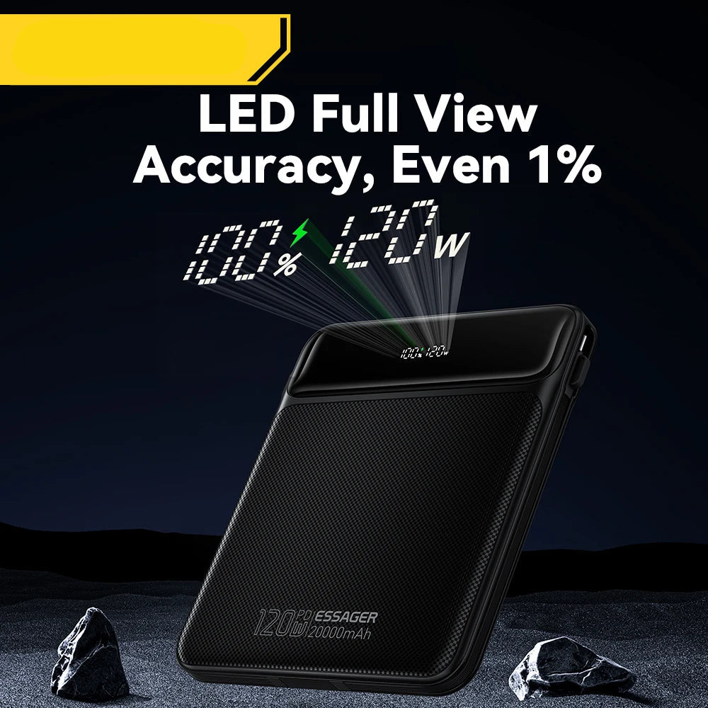 120W 20000mAh Power Bank with Two Built-in Cables