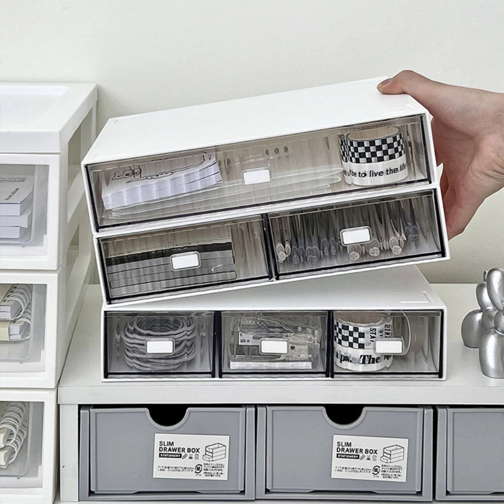 Acrylic Pen Stationery Storage Box Drawer