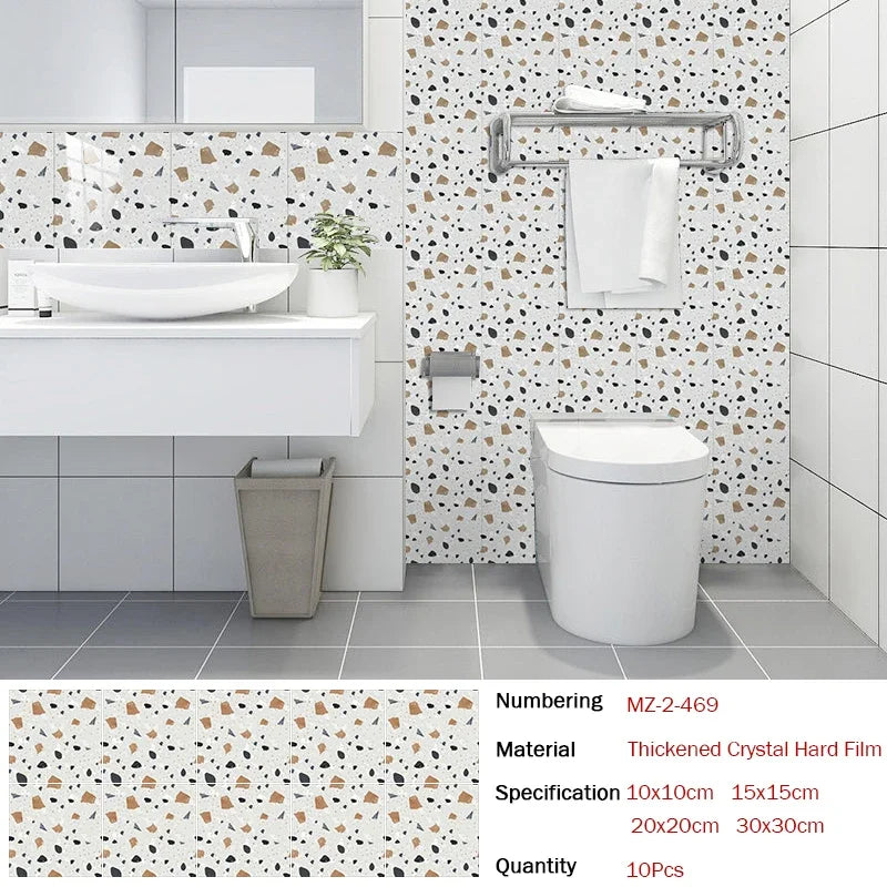 10 pcs Marble Terrazzo Waterproof and Oil-Proof Wallpaper