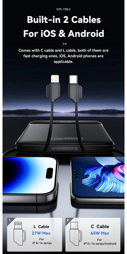 120W 20000mAh Power Bank with Two Built-in Cables