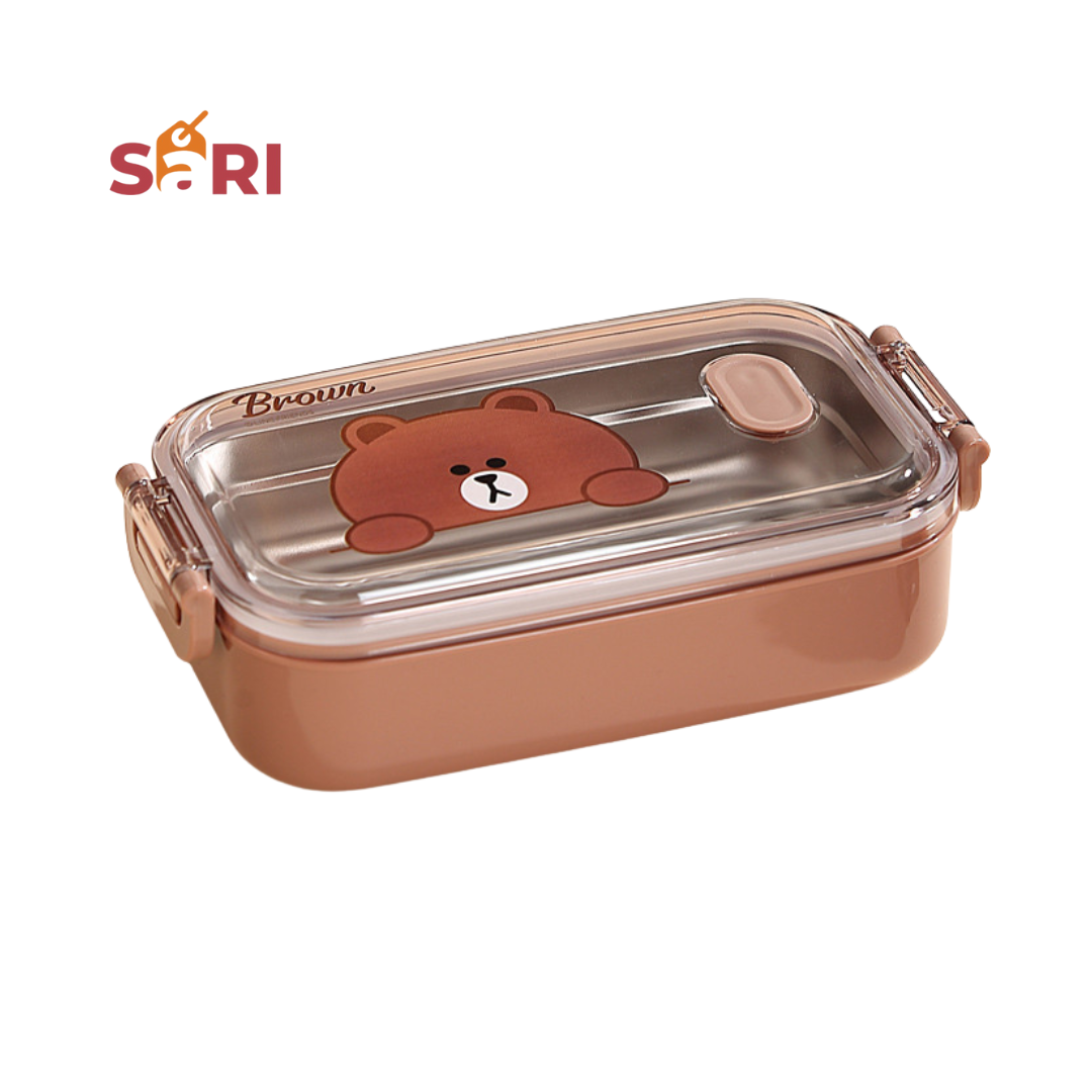 Kids Lunch Box 1000mL – SARI Food Container (Brown / Cony / Sally) | Leak-Proof, Durable, Portable, Lightweight & Travel-Friendly