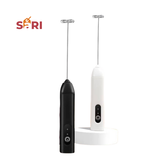 Electric Milk Frother – SARI USB Rechargeable 3-Speed Handheld Whisk for Coffee, Eggs, and Mixed Drinks | Stainless Steel, Lightweight, Portable & Easy to Clean