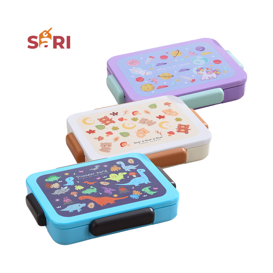 SARI | Five Grid Lunch Box for Kids | Cartoon Design Rectangular | 1200mL