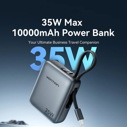 Power Bank 10000mAh 35W PD Fast Charger with USB Type C Cable