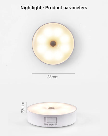 USB Rechargeable PIR Motion Sensor LED Night Light