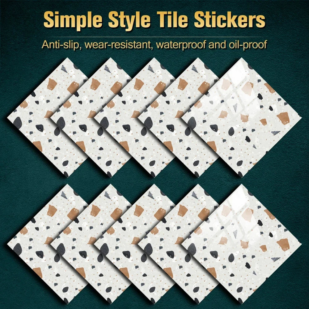 10 pcs Marble Terrazzo Waterproof and Oil-Proof Wallpaper