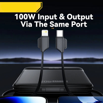 120W 20000mAh Power Bank with Two Built-in Cables